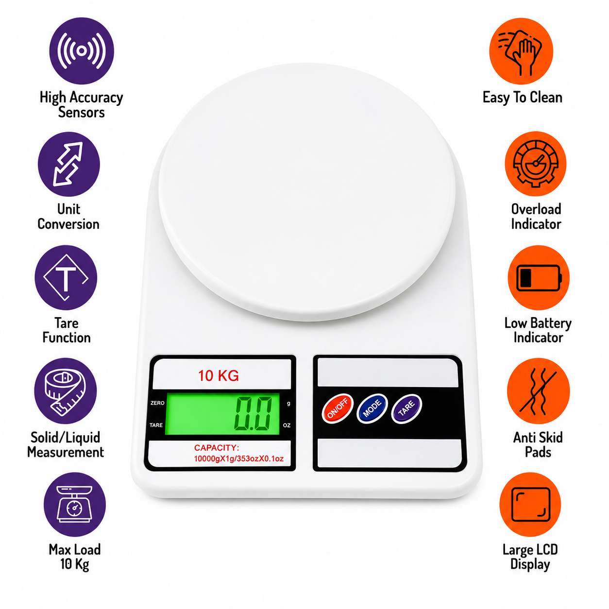 Atom aliston k1 series digital kitchen weighing scale 10 kg